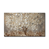 Toile moderne abstraite avec arbre en or et en argent, peinture à l'huile pour décoration murale de maison, salon, Art