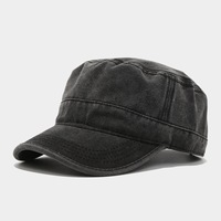 Casquette de baseball en coton délavée style américain, couleur unie, à calotte plate, rétro, décontractée, pour le travail, modèle cadet, pour hommes