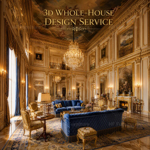 Modélisation 3D de meubles sur mesure pour toute la <span class=keywords><strong>maison</strong></span>, style <span class=keywords><strong>rococo</strong></span> français de luxe pour solutions d'aménagement intérieur de villa - Product Image 1