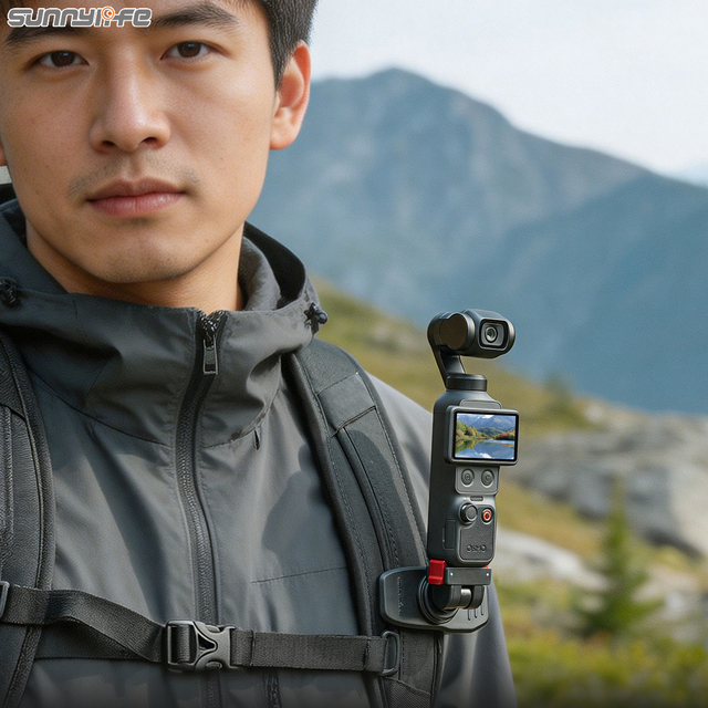 Sunnylife Plastic Magnetic Quick-Release Adjustable Backpack Clip Action Camera Clamp Vertical-Horizontal Mount Osmo Pocket 4/3