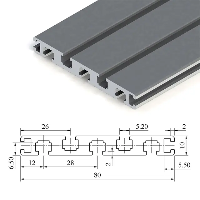 Cnc t slot mesa perfil alumínio 1080 tslot alumínio extrudado T Slot