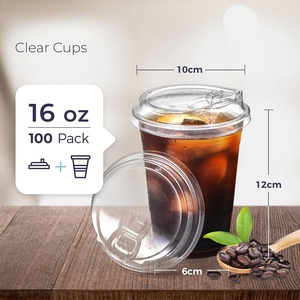 Gobelets jetables en PET transparent pour jus, café, bubble tea, smoothies, avec couvercle, vente en gros - Product Image 3