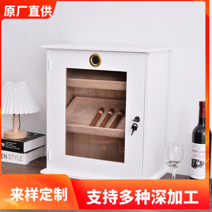 Armoire à cigares avec hygromètre, boîte de rangement en bois massif résistante à l'humidité pour usage domestique - Product Image 5