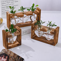 Vase Terrarium Hydroponique de Table Art Déco Moderne avec Support en Verre Transparent – Cadeau Écologique Fait Main pour Amis