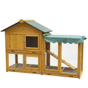 Jaula de madera para conejos, para exteriores, con bandeja extraíble impermeable y ventilada, para animales pequeños, desde almacén de EE. UU. - Product Image 1