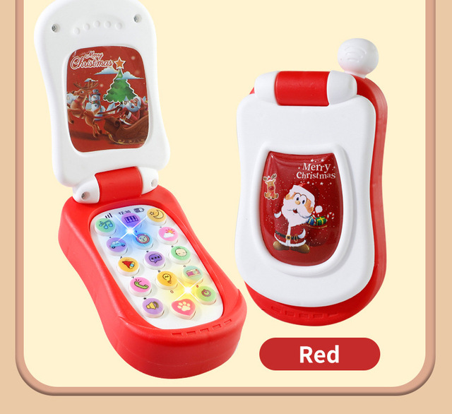 Children's Music Mobile Phone Flip Cover Christmas Phone for Baby Early Education Toy for Infants and Intellectual Toy