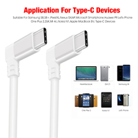 Câble USB C vers USB C à charge rapide 3A, 3 m, angle droit à 90 degrés, cordon de chargeur de téléphone, câble de synchronisation de données pour appareils mobiles
