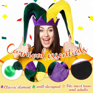 V327 Vente en gros Chapeau de bouffon amusant en peluche pour le Mardi Gras, accessoires de costume de carnaval pour femmes et hommes, décoration de cosplay de mascarade - Product Image 3