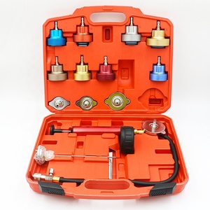 Kit de détection de fuites de réservoir d'eau de voiture en alliage d'aluminium orange 14 pièces avec manomètre et outils de <span class=keywords><strong>test</strong></span> et de réparation Garantie 1 an - Product Image 1