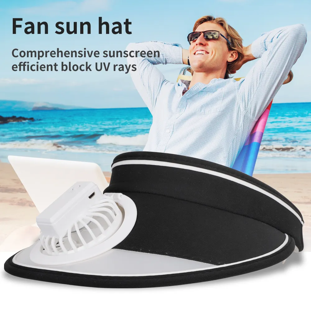 Ultra-Quiet Rechargeable Fan Hat Custom snapback Adjustable Speeds Outdoor Fan Cap