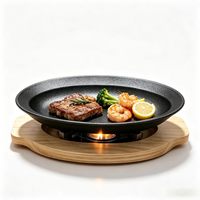 Plaque de cuisson commerciale en fonte antiadhésive pour grillades de poisson et de viande, avec réchaud à alcool