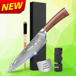 <span class=keywords><strong>Couteau</strong></span> de chef japonais Kiritsuke en acier Damas de 8 pouces <span class=keywords><strong>avec</strong></span> manche en bois de santal, 67 couches VG10 Gyuto, garantie à vie - Product Image 1