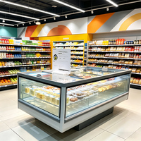 Réfrigérateur vitrine à couvercle en verre entièrement transparent, avec onduleur et prise interchangeable, pour la présentation de poissons, fruits de mer et viandes