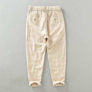 <span class=keywords><strong>Pantalon</strong></span> en Lin Rétro Japonais pour Homme, Coupe Ample, Couleur Unie et Respirant - Product Image 2