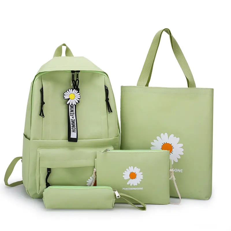 women canvas backpack 4pcs set large capacity school bag for teenagers girls Students School Bag Girls Travel Backpack
