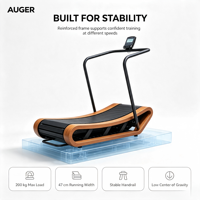 Tapis roulant sans moteur en bois massif avec marches courbes et mini console numérique