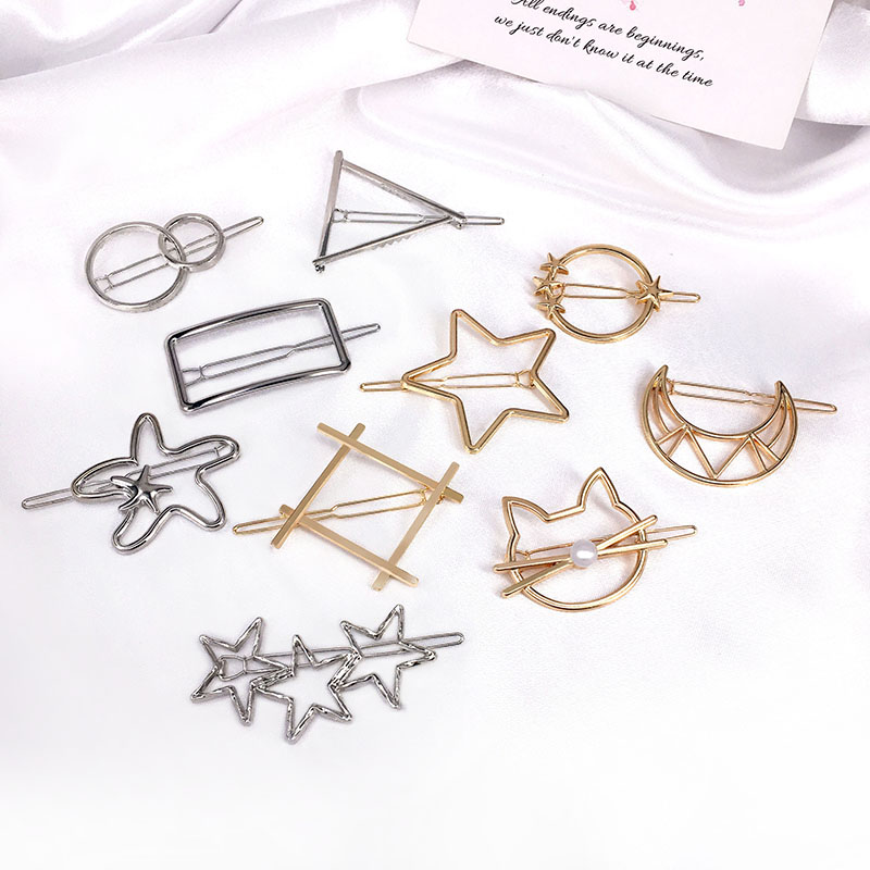 Новый геометрический сплав жемчужный зажим заколка для волос для девочек конский хвост клип-карта