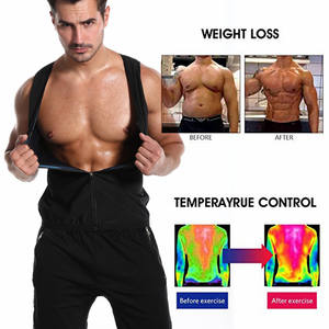 Tuta da <span class=keywords><strong>uomo</strong></span> in Neoprene per Sauna corsetto Shaper per il corpo caldo per la perdita di peso con cerniera gilet da allenamento canotta Top - Product Image 3
