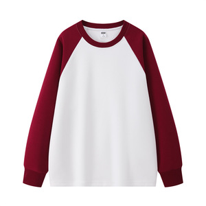 Sweat-shirt à col rond raglan en coton fin et polyester, color block, pour usage quotidien, vêtements de travail, uniforme, taille L - Product Image 2