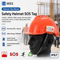 Étiquette de sécurité pour casque 2,4 GHz 100 mW du fabricant, portée 300 m, fonction SOS d'évacuation, IP67, pile AAA, détection de mouvement pour les travailleurs de la construction et de l'exploitation minière