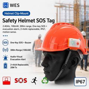 Etiqueta de Seguridad para Casco de 2.4GHz y 100mW, Alcance de 300m, SOS, Evacuación, IP67, Batería AAA, Sensor de Movimiento, para Trabajadores de Construcción y Minería - Product Image 1