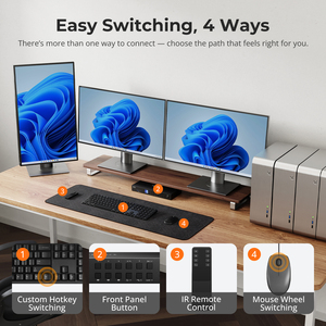 Tesmart 4x3 cho HDMI + DP ba màn hình <span class=keywords><strong>KVM</strong></span> chuyển đổi 4K 60Hz <span class=keywords><strong>USB</strong></span> 3.0 Passthrough chế độ liền mạch bàn phím chuột video Switcher - Product Image 6