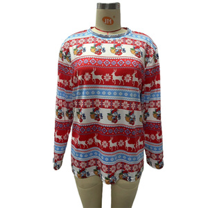 Personnalisé Nouvelle Mode Femmes À Manches Longues Tops Dames Noël Imprimé Plus La Taille Blouses pour Femmes - Product Image 1