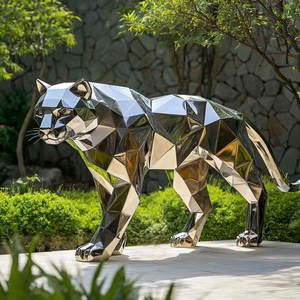 Fournisseur d'usine Statue sur le thème d'animaux d'art grandeur nature Sculpture de tigre en acier inoxydable - Product Image 6