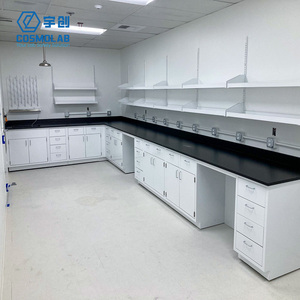 تصميم مجاني لخزانة مختبر طبية للمستشفيات والمدارس، طاولة مختبر مثبتة على الأرض من الفولاذ الكامل، مقاومة للأحماض والقلويات - Product Image 1