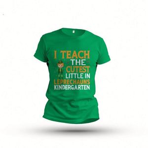 Wholesale Four <b>Leaf</b> Clover St. Patricks Day Graphic Crewneck Tee Shirt Custom Design Casual Green T-Shirt - Product Image 3