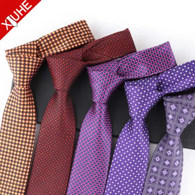 Fashion Wedding Accessories OEM Ties Purple Gravatas Homens Cheap Neckties Flower Jacquard Wholesale Polyester Ties