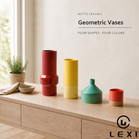 Vas Bunga Keramik Stoneware Dekoratif Berlapis Dua Warna Desain OEM Kustom Vas Porselen