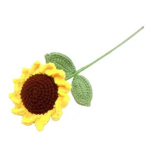 handmade Knitted Crochet Sunflower of the Artificial Flowers holiday gift Hand crocheted flower bouquet wool immortal flower