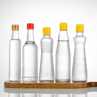 Bouteille en verre vide transparente de qualité alimentaire avec anneau de traction, écologique, pour huile de sésame, huile d'olive, sauce piquante, vinaigre - Vente en gros