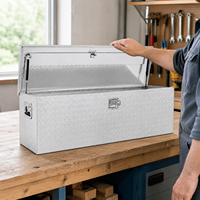 Boîte à outils robuste en aluminium de 30 pouces pour benne de camion avec poignée latérale en tôle diamantée et clés de verrouillage - Rangement de garage polyvalent pour extérieur