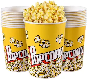 Kotak Popcorn Kertas Putih 32 OZ, Wadah Popcorn untuk Pesta dan Film Malam