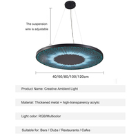 Luminaire suspendu LED rond en acrylique à changement de couleur RVB, contrôlé par une application intelligente, pour la décoration de boîte de nuit, bar, lustre