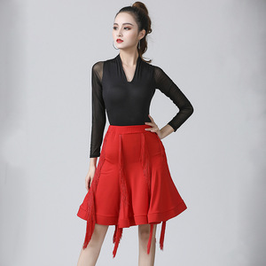 Vestido de <span class=keywords><strong>baile</strong></span> latino Mujer Adulto Falda Entrenamiento Big <span class=keywords><strong>Swing</strong></span> Fringe <span class=keywords><strong>Ropa</strong></span> de manga larga - Product Image 1