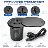 Prise de bureau encastrée avec couvercle coulissant, USB-A et USB-C, pour bureau et table de conférence, fournisseur OEM