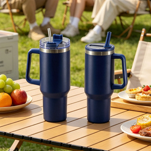 Gobelet isotherme en acier inoxydable de 40 oz avec poignée et paille, sans BPA, isolation thermique 12-24h pour le camping et les voyages – Vente chaude - Product Image 5