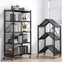 Étagère de rangement multifonction pliable en acier au carbone robuste à 3/4/5 niveaux pour l'organisation de la cuisine et de la maison (vente en gros)