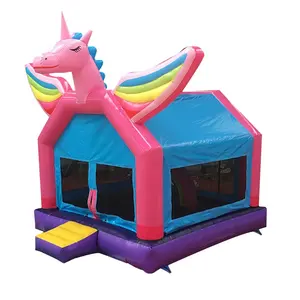 Harga pabrik istana tiup komersial Kastil melenting dengan Slide Jumping Castle Unicorn