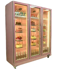 Коммерческий дисплей для тортов, напитков, холодильник, стеклянная дверь, воздушное охлаждение, витрина для одной температуры, холодильник