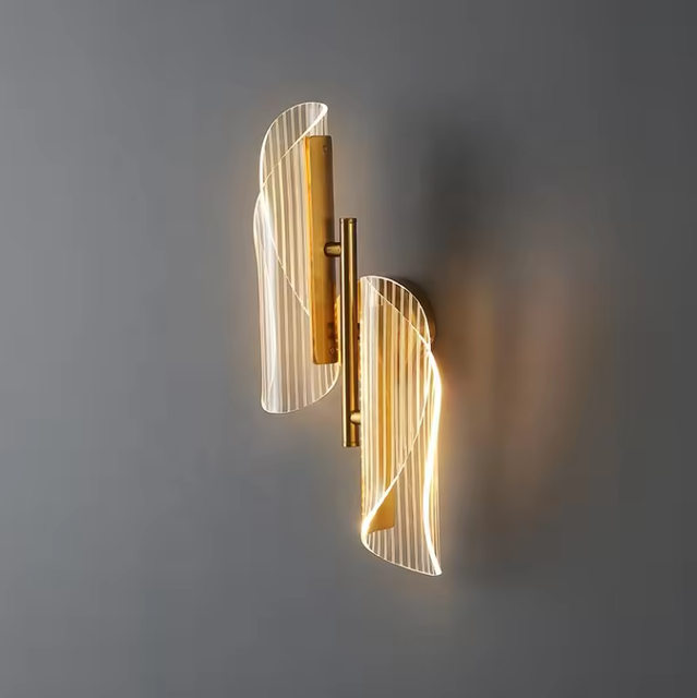 Modern Creative Simple Sconce Bedroom Metal Acrylic Transparent Streamer Decorative LED Wall Lamp