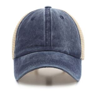 Gorra de béisbol para mujer, estilo camionero, de malla, vaquera desgastada, tipo Dad Hat, con cierre trasero sin orificio para cola de caballo - Product Image 2