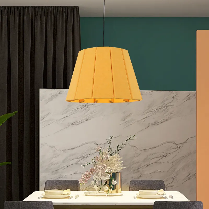 Luminária pendente moderna para decoração de interiores, hotel, casa, restaurante, tecido cinza, não tecido, iluminação de sombra