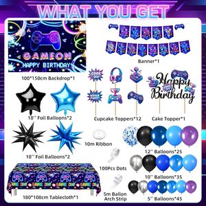 Décorations d'arche de ballons pour anniversaire sur le thème des jeux vidéo, bannière joyeux anniversaire, toile de fond, nappe de jeu, décoration de cupcakes, fournitures de fête - Product Image 5