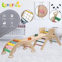 Triangle d'escalade Montessori 7-en-1 arc-en-ciel avec rampe et échelle, structure de jeu intérieure unisexe pour tout-petits, idéale pour la maison et la garderie