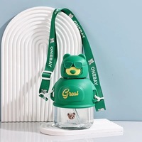 Tasse de paille pour enfants mignons nouveaux verres ours bouteille d'eau en plastique à la mode pour étudiant tasse d'eau Portable