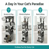 Arbre à chat moderne multi-niveaux avec griffoir et hamac pour grands chats